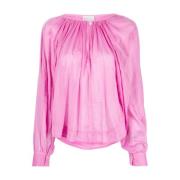 Elegant Roze Bohemian Cocoon Shirt Forte Forte , Pink , Dames