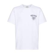 Katoenen Logo Print Crew Neck T-shirt Woolrich , White , Heren