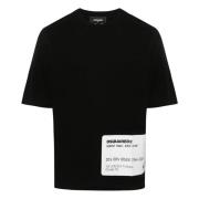 Katoenen Jersey Basic T-Shirt Dsquared2 , Black , Heren
