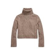 Bruine Melange Wol-Kasjmier Roll Neck Trui Polo Ralph Lauren , Brown ,...