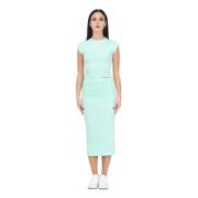 Groene Midi Jurk met Zijplooien Hinnominate , Green , Dames