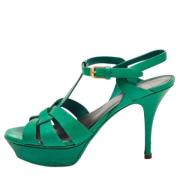 Pre-owned Leather sandals Yves Saint Laurent Vintage , Green , Dames