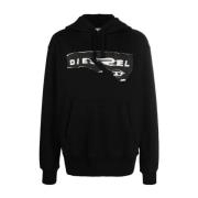 Zwarte Casual Style Hoodie voor Mannen Diesel , Black , Heren