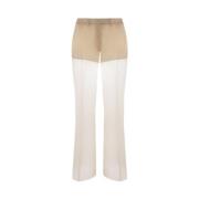 Woestijn Beige Wijde Pijp Organza Broek Prada , Beige , Dames