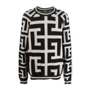 Gebreide truien met ronde hals en iconische print Balmain , Black , He...