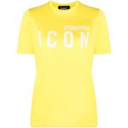 Gele Casual Dames T-Shirt Dsquared2 , Yellow , Dames