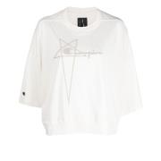 Beige Champion Cropped T-Shirt Rick Owens , Beige , Dames