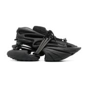 Zwarte Eenhoorn Neopreen Kalfsleer Sneakers Balmain , Black , Dames