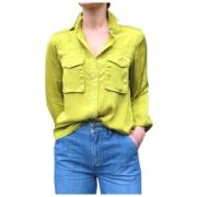 Satijnen Safari Blouse Mason's , Green , Dames