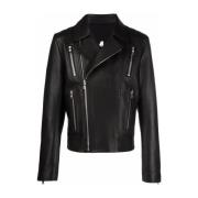 Zwarte Leren Bikerjas Balmain , Black , Heren