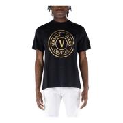 Stijlvolle Folie Print T-shirt Versace Jeans Couture , Black , Heren
