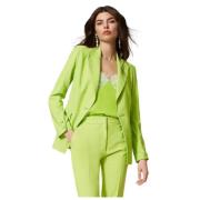 Satijnen Blazer met Knoopsluiting Twinset , Green , Dames