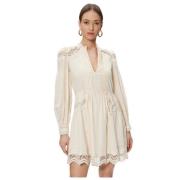 Korte kanten jurk met katoen en kanten details Twinset , White , Dames