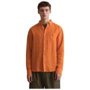Regular Fit Linnen Overhemd Gant , Orange , Heren