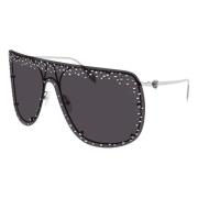 Zilver/Zwarte Zonnebril Am0313S Alexander McQueen , Black , Unisex