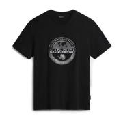 Korte Mouw Logo T-Shirt Napapijri , Black , Heren
