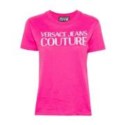 Fuchsia Logo T-shirt Versace Jeans Couture , Pink , Dames