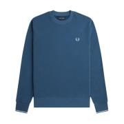 Lichtblauwe Logo Crewneck Sweatshirt Fred Perry , Blue , Heren