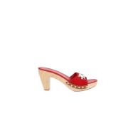 Pre-owned Leather mules Miu Miu Pre-owned , Red , Dames