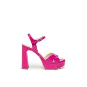 Patent Sandaal in Fuchsia Kleur Nerogiardini , Pink , Dames