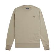 Logo Crewneck Sweatshirt in Beige Fred Perry , Beige , Heren