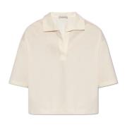 Polo shirt met logo-patch Moncler , Beige , Dames