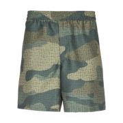 Camouflage monogrammed Shantung shorts Balmain , Green , Heren