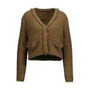 Bruine Bouclé Stijl Vest met Lurex Luisa Cerano , Brown , Dames