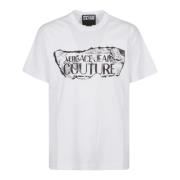 Wit Magazine Logo T-Shirt Versace Jeans Couture , White , Heren