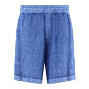 Linnen shorts met trekkoord Burberry , Blue , Heren