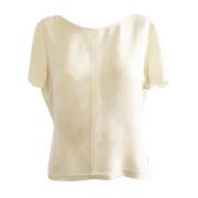 Pre-owned Polyester tops Chanel Vintage , Beige , Dames