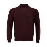 Merino Wol Half-Zip Trui in Bordeaux Ferrante , Red , Heren