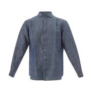Stijlvolle Casual Overhemden voor Mannen Lardini , Blue , Heren