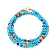 The Mykonos Collection - Vintage Turquoise, Red and Blue Glass Beads N...