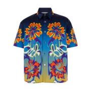 Hibiscus MultiColour Korte Mouw Shirt Bluemarble , Multicolor , Heren