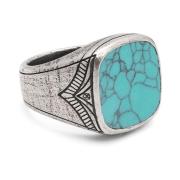 Vintage Sterling Silver Signet Ring with Genuine Turquoise Nialaya , M...