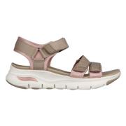 Flat Sandals Skechers , Beige , Dames