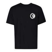 Zwart Crew-neck Logo T-shirt Mannen Versace , Black , Heren