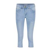 Romy Capri Bleach Jeans Red Button , Blue , Dames