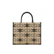 Jacquard Shopper Tas Beige/Zwart Elisabetta Franchi , Multicolor , Dam...