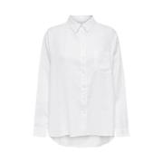 Klassieke Linnen Blend Shirt Only , White , Dames