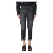 Cropped Jeans Dondup , Black , Dames