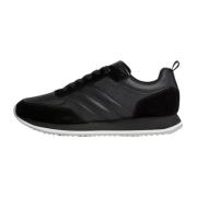 Zwarte Logo Patroon Leren Sneakers Calvin Klein , Black , Heren