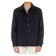 Blauwe Cashmere Overshirt met Zakken Ermenegildo Zegna , Blue , Heren