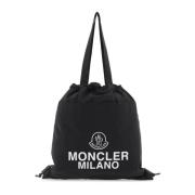 Lichtgewicht Nylon Trekkoord Tote Tas Moncler , Black , Heren