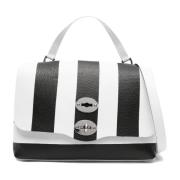 Lido Gestreepte Postbode Tas Zwart Wit Zanellato , White , Dames