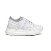 Witte leren sneakers met zilveren inzetstukken Rucoline , White , Dame...