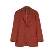 Gestructureerde Wollen Blazer Max Mara Weekend , Brown , Dames