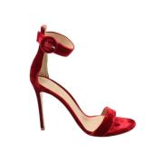 Pre-owned Velvet sandals Gianvito Rossi Pre-owned , Red , Dames