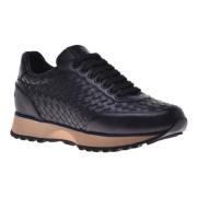 Lace-up in black woven leather Baldinini , Black , Heren